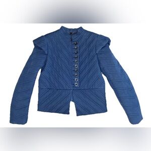 Burberry Jacket Women's 8 Indigo Blue Quilted‎ Runway Made In Italy 42 NEW